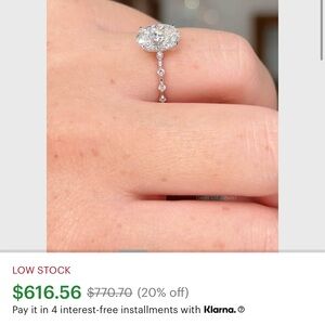 2 carat, 14K white gold, moissanite engagement ring, size 4.